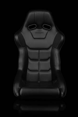 BRAUM RACING SEATS & MORE - BRAUM Racing Falcon X Series FIA Approved Fixed Back Racing Seat - Black Leatherette (Black Stitching / Black Piping) - Each