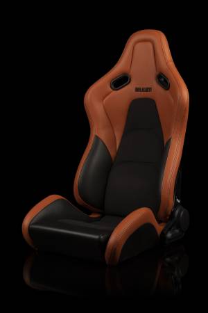 BRAUM RACING SEATS & MORE - BRAUM Racing Falcon-S Composite FRP Reclining Seats - British Tan W/ Black Stitching - Pair