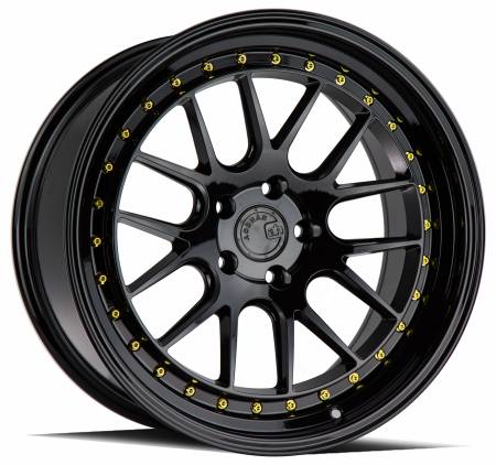 AodHan Wheels - AodHan Wheels Rim DS06 18x8.5 5x100 73.1CB ET35 Gloss Black W /Gold Rivets