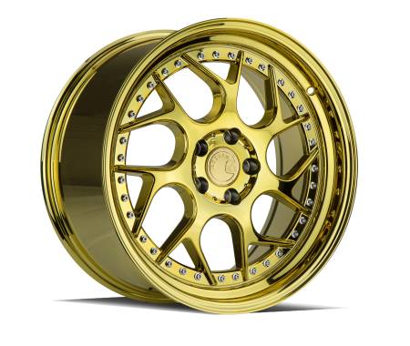 AodHan Wheels - AodHan Wheels Rim DS01 18x9.5 5x100 73.1CB ET35 Gold Vacuum w/ Chrome Rivets