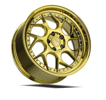 AodHan Wheels - AodHan Wheels Rim DS01 18x8.5 5x100 73.1CB ET35 Gold Vacuum w/ Chrome Rivets