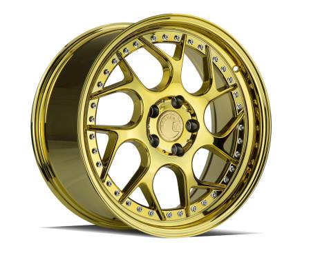 AodHan Wheels - AodHan Wheels Rim DS01 18x8.5 5x108 73.1CB ET35 Gold Vacuum w/ Chrome Rivets