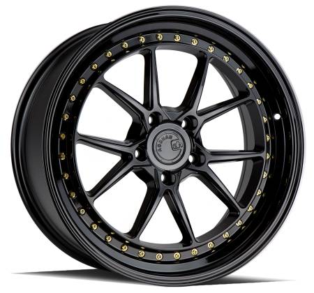 AodHan Wheels - AodHan Wheels Rim DS08 19X9.5 5X114.3 73.1CB ET15 Gloss Black W /Gold Rivets