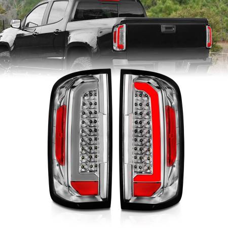 ANZO Headlights, Tail Lights and More  - ANZO 15-21 Chevy Colorado LED Taillights w/ Light Bar Chrome Housing Clear Lens