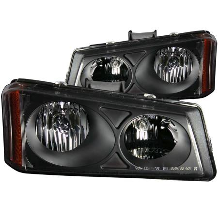 ANZO Headlights, Tail Lights and More  - ANZO 2003-2006 Chevrolet Silverado 1500 Crystal Headlights Black