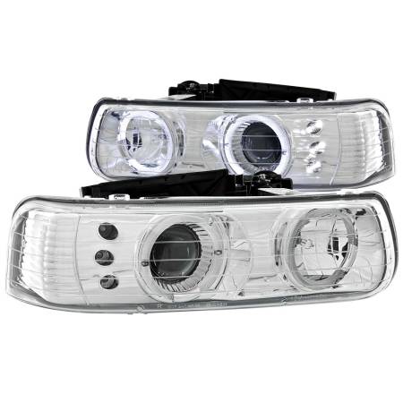 ANZO Headlights, Tail Lights and More  - ANZO 1999-2002 Chevrolet Silverado 1500 Projector Headlights w/ Halo Chrome