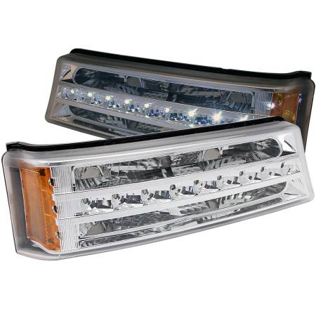 ANZO Headlights, Tail Lights and More  - ANZO 2003-2006 Chevrolet Silverado 1500 LED Parking Lights Chrome w/ Amber Reflector