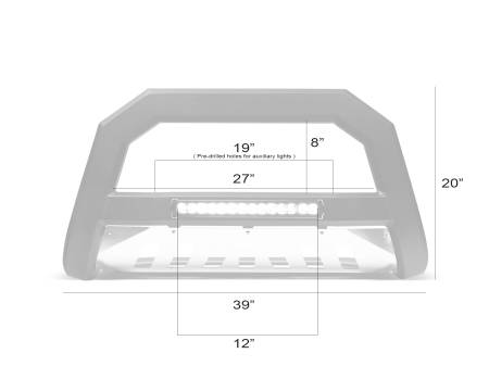 Armordillo - Armordillo 2014-2018 Toyota Highlander AR Bull Bar w/LED - Matte Black W/ Aluminum Skid Plate