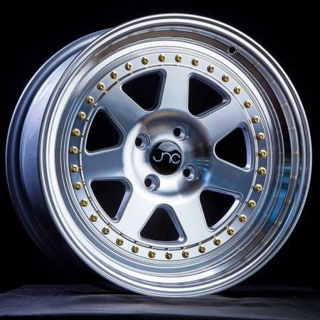 JNC Wheels - JNC Wheels Rim JNC048 SILVER MACHINE FACE GOLD RIVETS 17x8 5x114.3 ET30