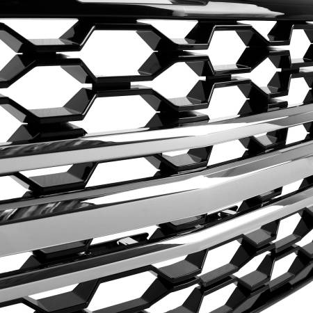 Spec'D Tuning Products - Spec-D 2019-2023 Chevrolet Silverado 1500 LT Glossy Black Honeycomb Hood Grille w/ Chrome Trim