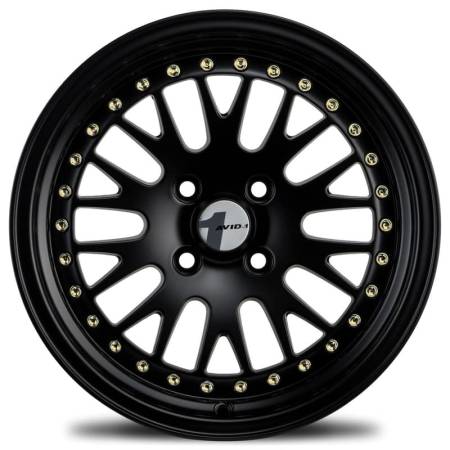 Avid.1 Wheels - Avid.1 Wheels Rim AV-12 15x8.0 4x100 ET25 73.1CB All Black/ Gold Rivets