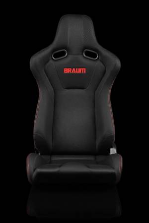 BRAUM RACING SEATS & MORE - BRAUM Racing Venom Series Sport Seats - Black Cloth (Red Stitching) - Pair