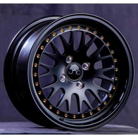 JNC Wheels - JNC Wheels Rim JNC001 Matte Black Gold Rivets 17X8 4X100/4x114.3 ET25