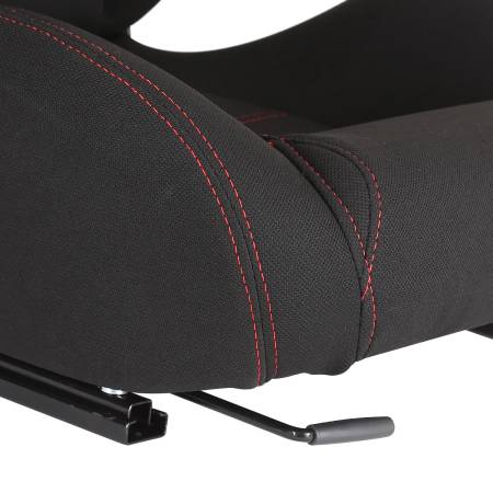 Spec'D Tuning Products - Spec-D Fully Reclinable Black Cloth Bucket Racing Seat w/ Sliders - Driver Side Only