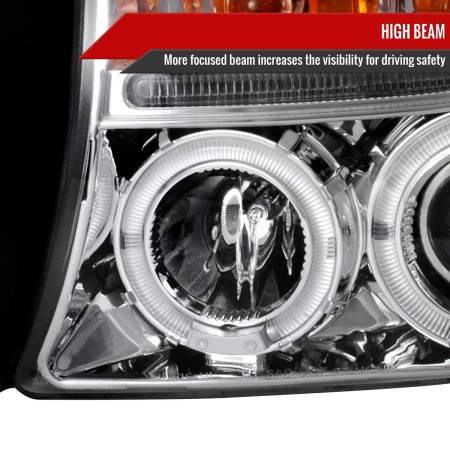 Spec'D Tuning Products - Spec-D 1997-2004 Dodge Dakota/ 1998-2003 Durango Dual Halo Projector Headlights (Chrome Housing/Clear Lens)