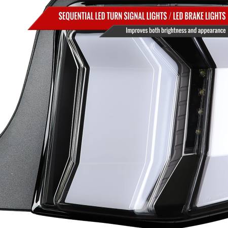 Spec'D Tuning Products - Spec-D 2010-2012 Ford Mustang Sequential LED Tail Lights (Matte Black Housing/Clear Lens)