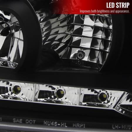 Spec'D Tuning Products - Spec-D 1999-2006 Volkswagen Golf Mk4 GTI/R32 Cabrio Projector Headlights w/ R8 Style LED Light Strip (Matte Black Housing/Clear Lens)