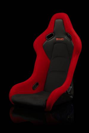 BRAUM RACING SEATS & MORE - BRAUM Racing Falcon-S Composite FRP Bucket Seat - Red Jacquard Black Stitching - Each