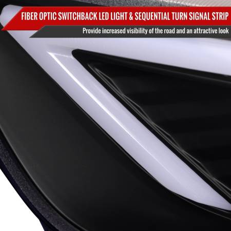 Spec'D Tuning Products - Spec-D 2013-2016 Ford Fusion Switchback Sequential Turn Signal Projector Headlights (Matte Black Housing/Clear Lens)