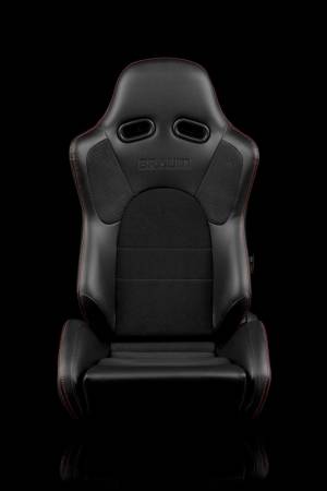 BRAUM RACING SEATS & MORE - BRAUM Racing Advan Series Sport Seats - Black Leatherette (Red Stitching) - Pair