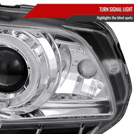 Spec'D Tuning Products - Spec-D 2010-2014 Ford Mustang Dual Halo Projector Headlights (Chrome Housing/Clear Lens)