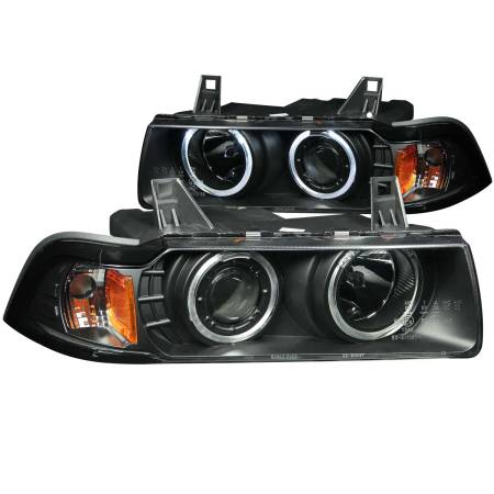 ANZO Headlights, Tail Lights and More  - ANZO 1992-1998 BMW 3 Series E36 Projector Headlights w/ Halo Black (CCFL) G2