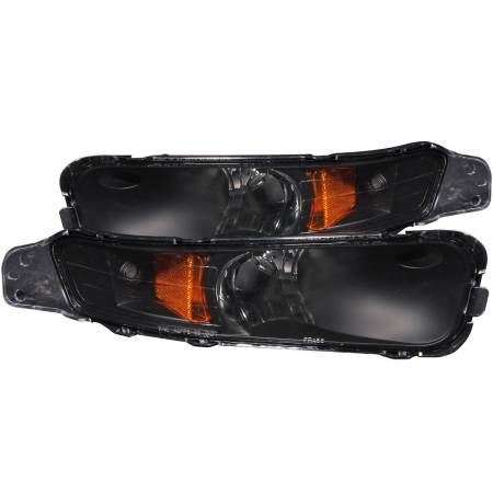 ANZO Headlights, Tail Lights and More  - ANZO 2005-2009 Ford Mustang Euro Parking Lights Black w/ Amber Reflector