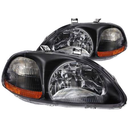 ANZO Headlights, Tail Lights and More  - ANZO 1996-1998 Honda Civic Crystal Headlights Black