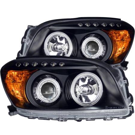 ANZO Headlights, Tail Lights and More  - ANZO 2006-2008 Toyota Rav4 Projector Headlights w/ Halo Black