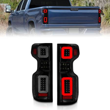 ANZO Headlights, Tail Lights and More  - Anzo 19-21 Chevy Silverado Full LED Tailights Black Housing Smoke Lens G2 (w/C Light Bars)