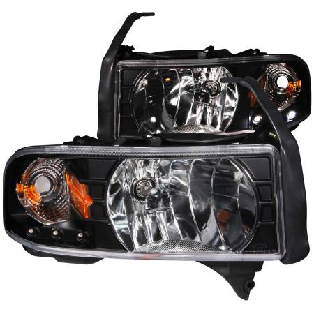 ANZO Headlights, Tail Lights and More  - ANZO 1994-2001 Dodge Ram Crystal Headlights Black w/ LED