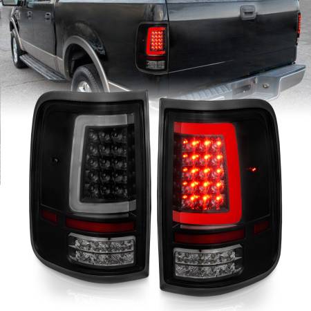 ANZO Headlights, Tail Lights and More  - ANZO 2004-2006 Ford F-150 LED Tail Lights w/ Light Bar Black Housing Smoke Lens