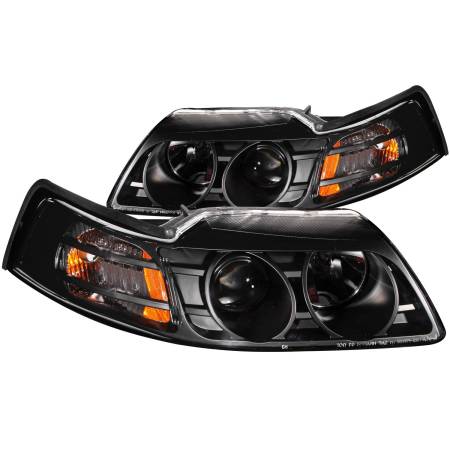 ANZO Headlights, Tail Lights and More  - ANZO 1999-2004 Ford Mustang Projector Headlights Black