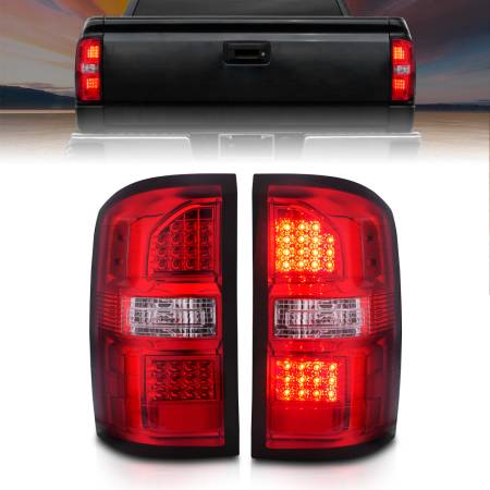 ANZO Headlights, Tail Lights and More  - ANZO 2014-2018 GMC Sierra LED Tail Lights Black Housing Red/Clear Lens