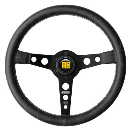 Momo - Momo Prototip Heritage Steering Wheel 350 mm - Black Leather/White Stitch/Black Spokes