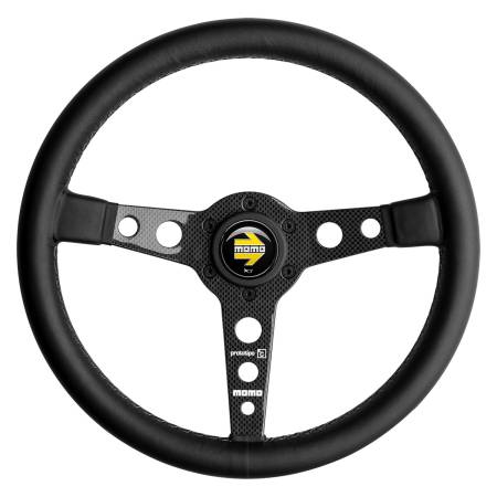 Momo - Momo Prototipo 6C Steering Wheel 350 mm - Black Leather/Gry St/Cbn Fbr Spoke