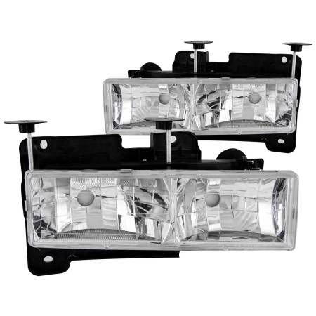 ANZO Headlights, Tail Lights and More  - ANZO 1988-1998 Chevrolet C1500 Crystal Headlights Chrome w/o Bulbs