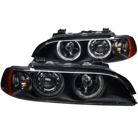 ANZO Headlights, Tail Lights and More  - ANZO 1997-2001 BMW 5 Series Projector Headlights w/ Halo Black