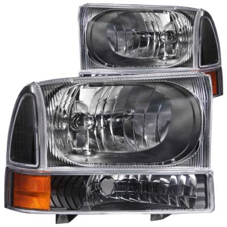 ANZO Headlights, Tail Lights and More  - ANZO 2000-2004 Ford Excursion Crystal Headlights Black