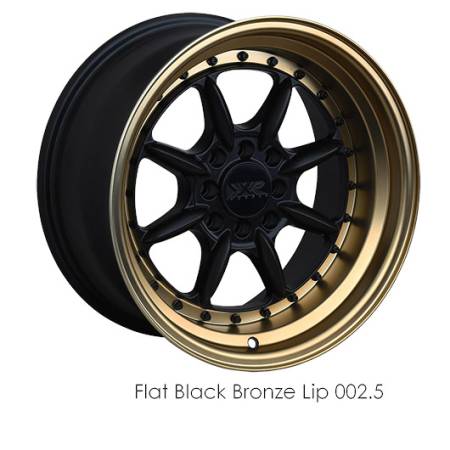 XXR Wheels - XXR Wheel Rim 002.5 16X8 4x100/4x114.3 ET0 73.1CB Flat Black / Bronze Lip