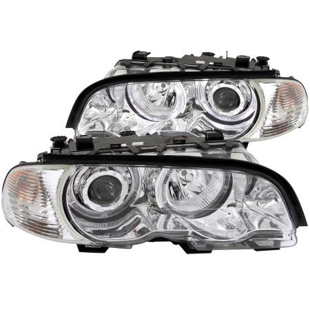 ANZO Headlights, Tail Lights and More  - ANZO 2000-2003 BMW 3 Series E46 Projector Headlights w/ Halo Chrome