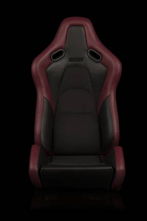 BRAUM RACING SEATS & MORE - BRAUM Racing Falcon-S Composite FRP Reclining Seats - Maroon W/ Black Stitching - Pair