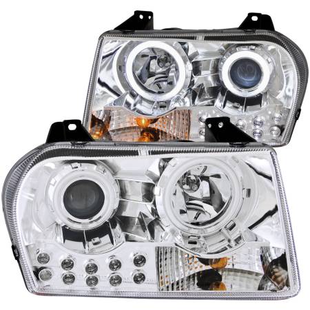 ANZO Headlights, Tail Lights and More  - ANZO 2005-2010 Chrysler 300 Projector Headlights w/ Halo Chrome