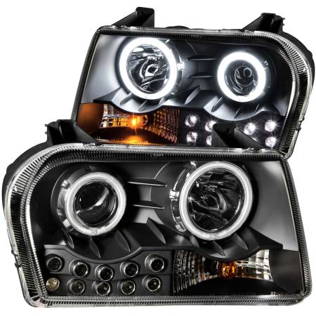 ANZO Headlights, Tail Lights and More  - ANZO 2005-2010 Chrysler 300 Projector Headlights w/ Halo Black (Does Not Fit S Models)