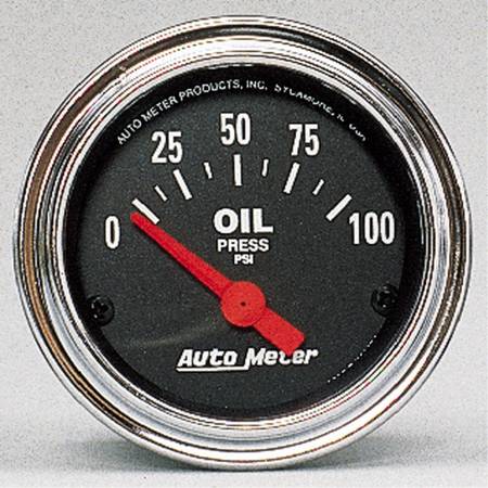 AutoMeter - AutoMeter Traditional Chrome 52mm 0-100 PSI Short Sweep Electricall Oil Pressure Gauge