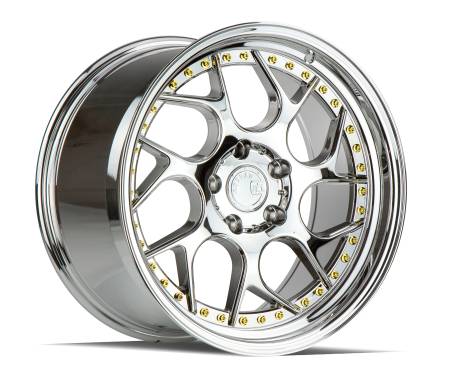 AodHan Wheels - AodHan Wheels Rim DS01 18x8.5 5x100 73.1CB ET35 Vacuum Chrome w/ Gold Rivets