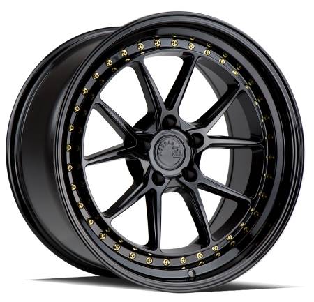 AodHan Wheels - AodHan Wheels Rim DS08 19X8.5 5X120 72.6CB ET35 Gloss Black W /Gold Rivets