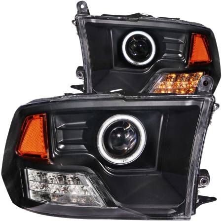 ANZO Headlights, Tail Lights and More  - ANZO 2009-2015 Dodge Ram 1500 Projector Headlights w/ Halo Black (CCFL)