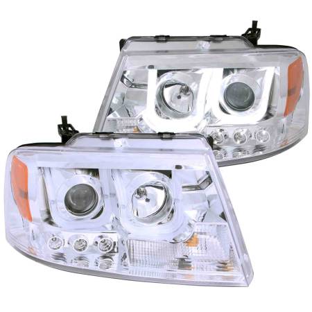 ANZO Headlights, Tail Lights and More  - ANZO 2004-2008 Ford F-150 Projector Headlights w/ U-Bar Chrome