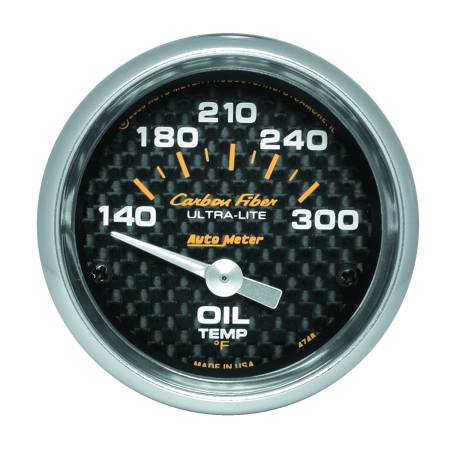 AutoMeter - AutoMeter Carbon Fiber 52mm 140-300 Deg F Electronic Oil Temperature Gauge